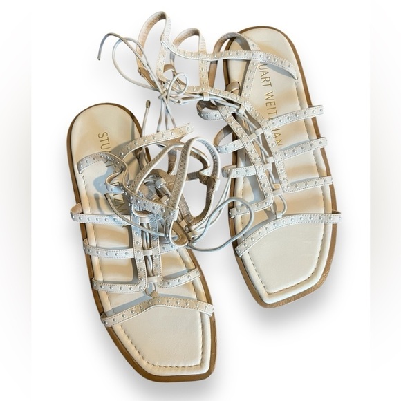 Stuart Weitzman Kora Pearly Stud Gladiator Sandals Seashell - Picture 4 of 8